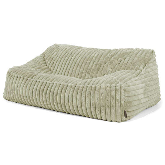 Puf Sillón Encorvado - Pana de Felpa Ultra Verde Salvia 01