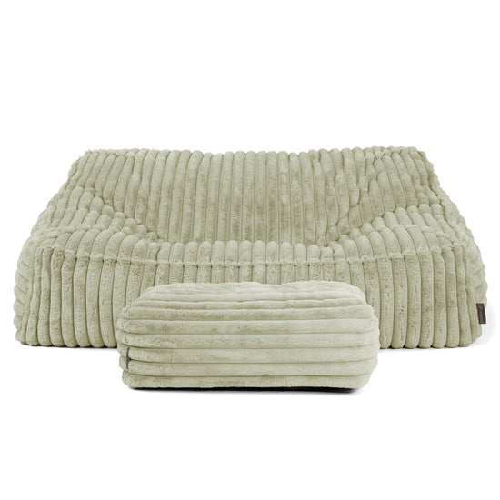 Puf Sillón Encorvado - Pana de Felpa Ultra Verde Salvia 03