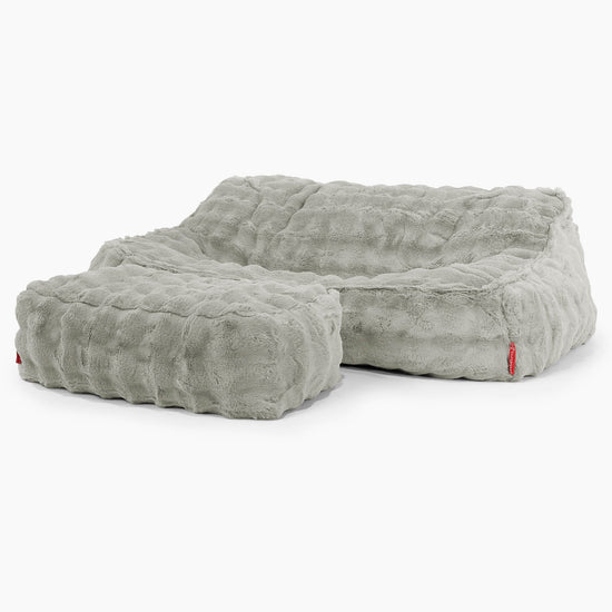 Puf Sillon Encorvado - Piel Sintética de Burbuja Verde Salvia 03