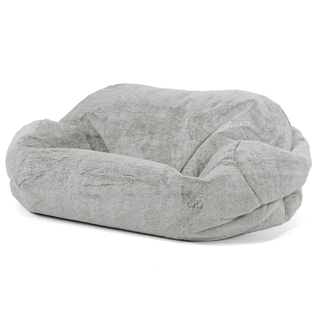 Puf Sofá Sabina - Piel de Conejo Sintética Gris Claro 01