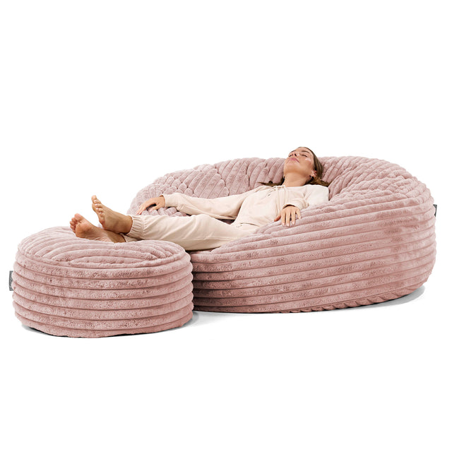 Puff Gigante 'Mega-Mamut' - Pana de Felpa Ultra Rosa Empolvado