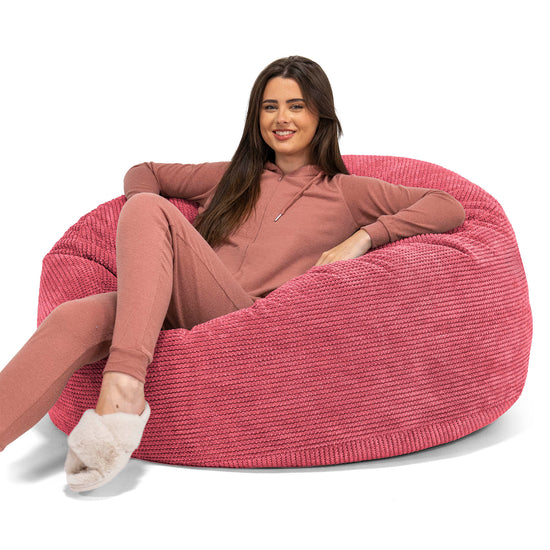 Puff Gigante Sofá 'Mamut' - Pana efecto Waffle Rojo pastel 01