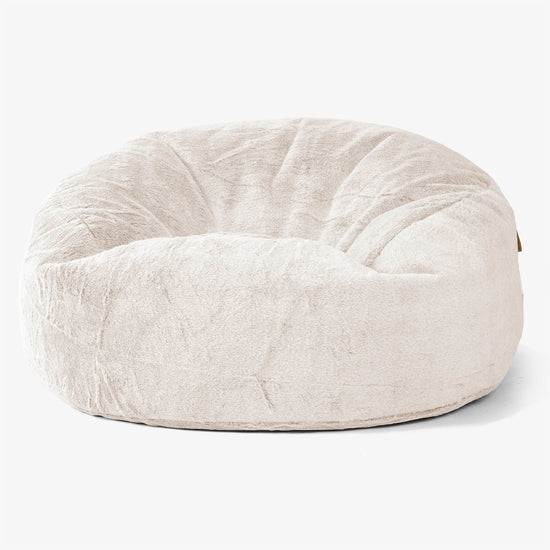 Puff Gigante Sofá 'Mamut' - Piel de Conejo Sintética Blanco 01