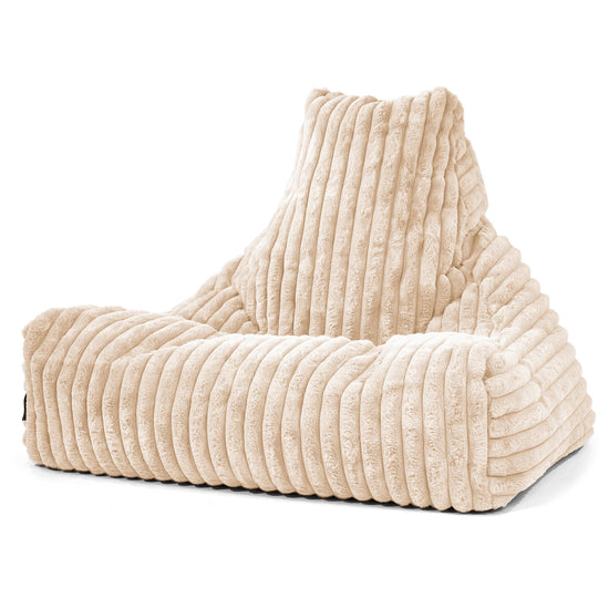 Puff Pera 'Relajarse' - Pana de Felpa Ultra Crema 01