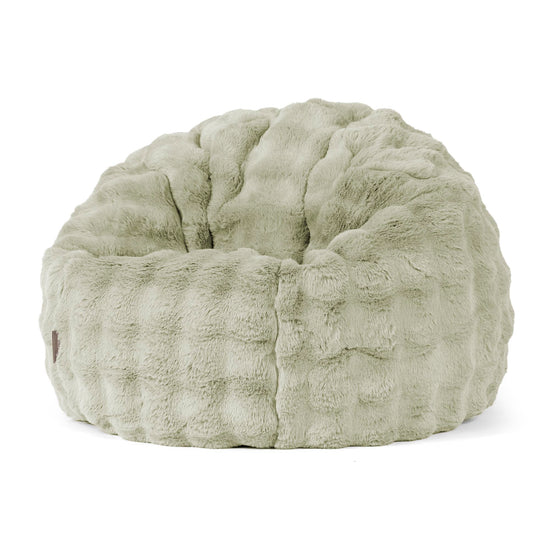 Puff Redondo - Piel Sintética de Burbuja Verde Salvia 01