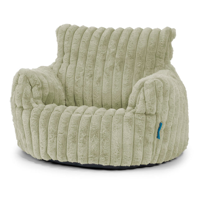Puff Sillón para niños 1-3 años - Pana de Felpa Ultra Verde Salvia 01