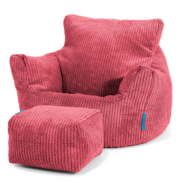 Puff Sillón para niños 1-3 años - Pompón Rojo pastel 02