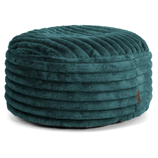 Puff Taburete - Pana de Felpa Ultra Turquesa 01