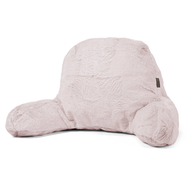 Almohada de Lectura de Alto Soporte - Piel de Conejo Sintética Rosa Empolvado
