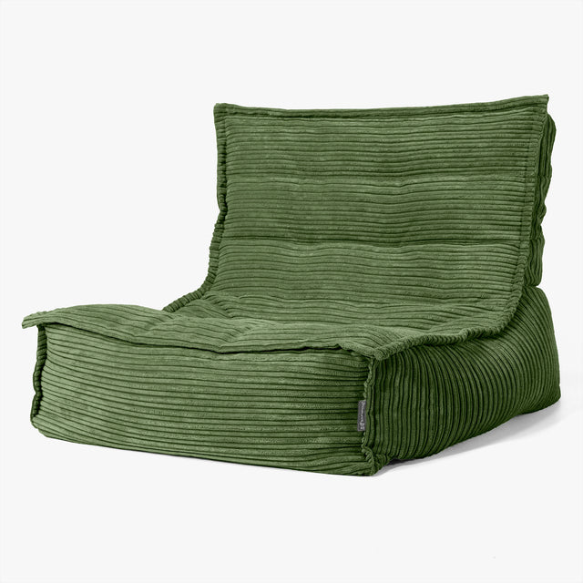 Silla Puff de Suelo Oliver - Pana Clásica Bosque Verde 01