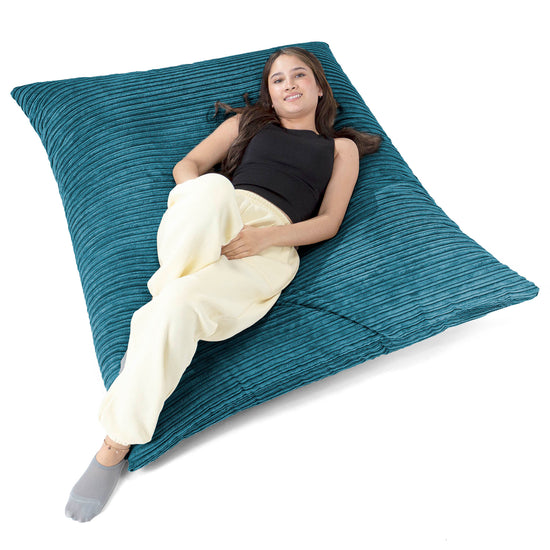 Puff Gigante Cama XL - Pana Clásica Turquesa 02