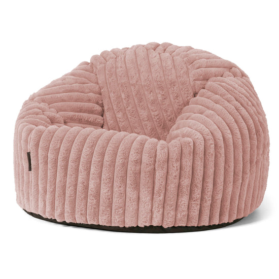 Puff Redondo - Pana de Felpa Ultra Rosa Empolvado 01