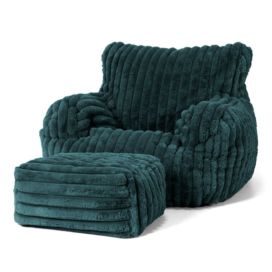 Puff Sillón Josephine - Pana de Felpa Ultra Turquesa 02