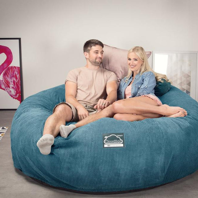 Lounge Pug, CloudSac 3000 XXL, Sofá Puf Viscoelástico King Sized, Pompón Egeo Azul