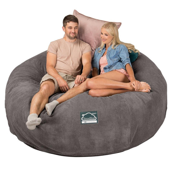 Lounge Pug, CloudSac 3000 XXL, Sofá Puf Viscoelástico King Sized, Pana efecto Waffle Carbón Gris