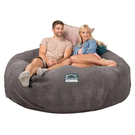 Lounge Pug, CloudSac 3000 XXL, Sofá Puf Viscoelástico King Sized, Pana efecto Waffle Carbón Gris