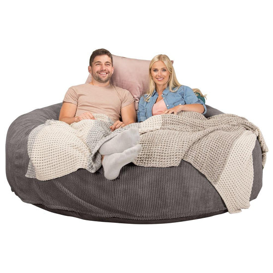 Lounge Pug, CloudSac 3000 XXL, Sofá Puf Viscoelástico King Sized, Pana efecto Waffle Carbón Gris
