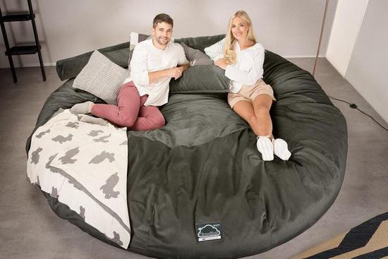 Lounge Pug, CloudSac 5000 XXXXXL, Sofá Puf Viscoelástico Titánico, Terciopelo Grafito