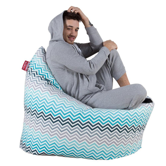 LOUNGE PUG - Puff Gigante Cama XL - Estampado Geométrico Chevron Turque