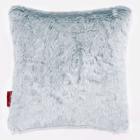 Cojín 47 x 47cm - Piel de Conejo Sintética Azul Empolvado 01