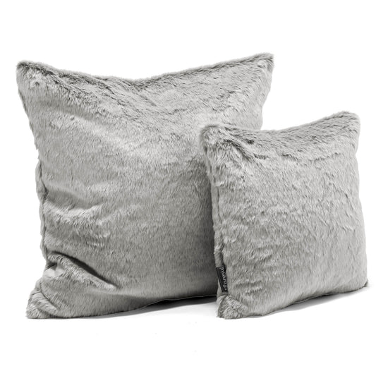Cojín 47 x 47cm - Piel de Conejo Sintética Gris Claro 02