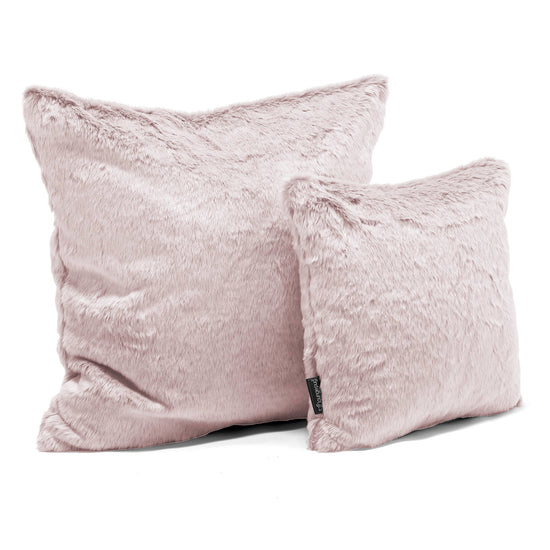 Cojín 47 x 47cm - Piel de Conejo Sintética Rosa Empolvado 02
