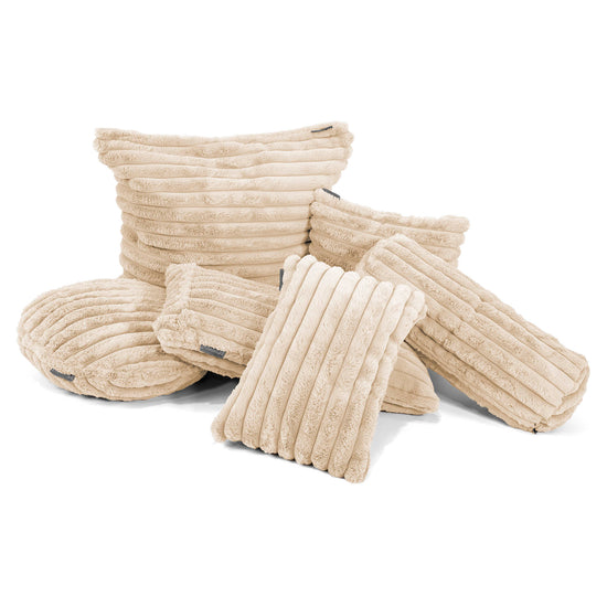 Fundas de Cojín Cilíndrico 20 x 55cm - Pana de Felpa Ultra Crema 03