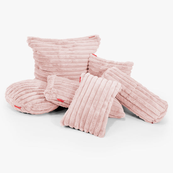 Fundas de Cojín Cilíndrico 20 x 55cm - Pana de Felpa Ultra Rosa Empolvado 03