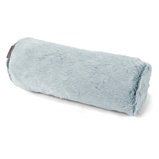 Cojín Cilíndrico 20 x 55cm - Piel de Conejo Sintética Azul Empolvado 01
