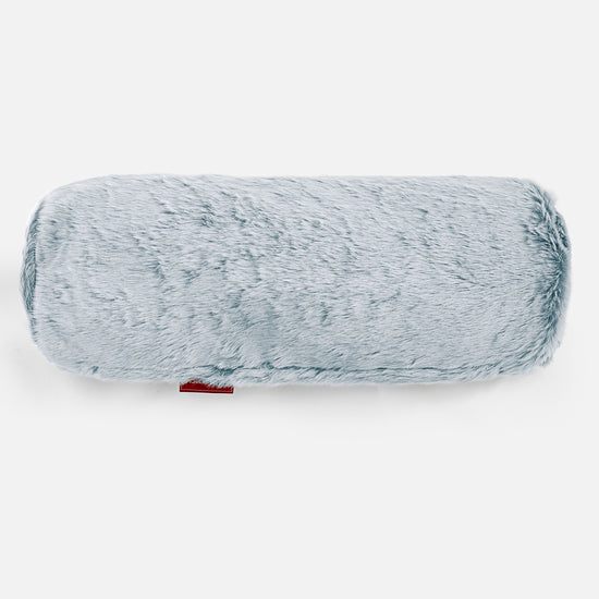 Cojín Cilíndrico 20 x 55cm - Piel de Conejo Sintética Azul Empolvado 02