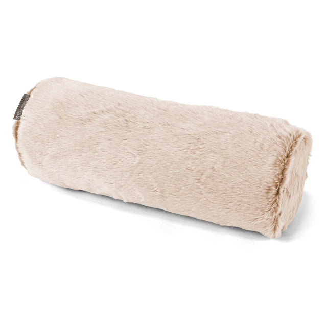 Cojín Cilíndrico 20 x 55cm - Piel de Conejo Sintética Blanco 01
