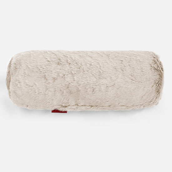 Cojín Cilíndrico 20 x 55cm - Piel de Conejo Sintética Blanco 02