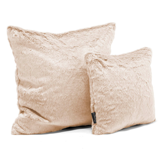 Cojín Extra Grande 70 x 70cm - Piel de Conejo Sintética Blanco 02