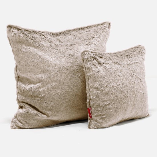Cojín Extra Grande 70 x 70cm - Piel de Conejo Sintética Marrón Dorado 02