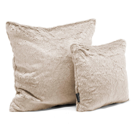 Cojín Extra Grande 70 x 70cm - Piel de Conejo Sintética Marrón Dorado 02