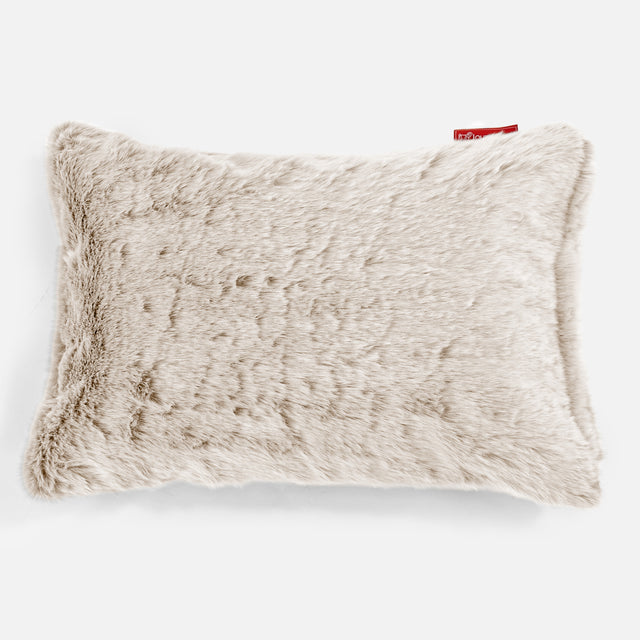 Cojín Rectangular 35 x 50cm - Piel de Conejo Sintética Blanco 01