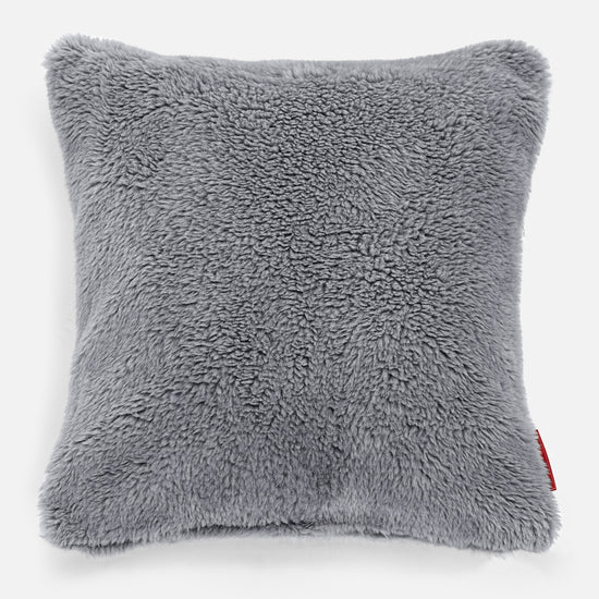 Cojín 47 x 47cm - Piel de Osito Sintética Gris oscuro 01