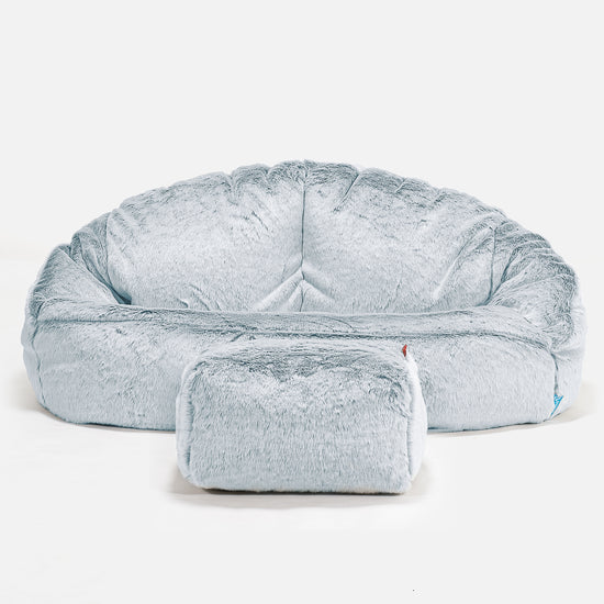 Puf Grande para Niños Bubble - Piel de Conejo Sintética Azul Empolvado 02