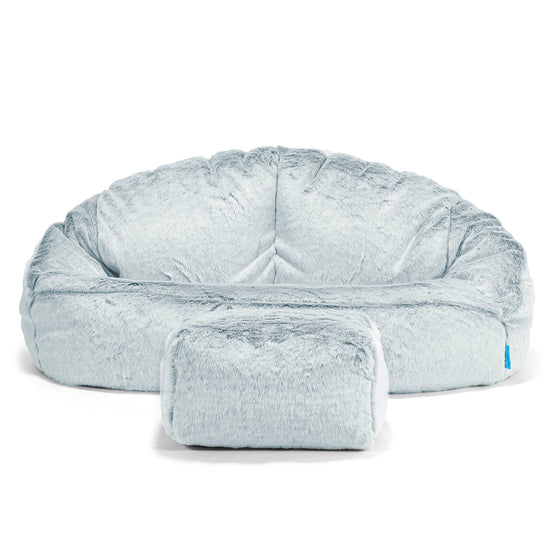 Puf Grande para Niños Bubble - Piel de Conejo Sintética Azul Empolvado 02