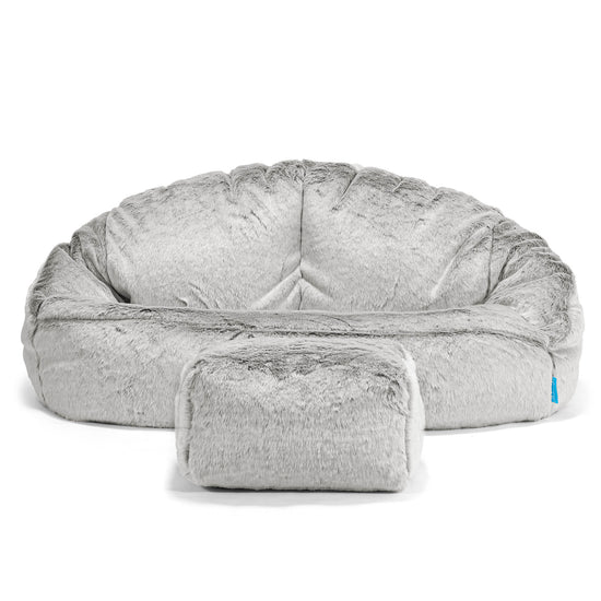 Puf Grande para Niños Bubble - Piel de Conejo Sintética Gris Claro 02