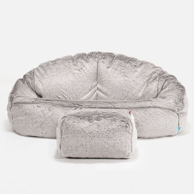 Puf Grande para Niños Bubble - Piel de Conejo Sintética Gris Claro 02
