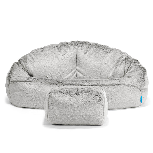 Puf Grande para Niños Bubble - Piel de Conejo Sintética Gris Claro 02