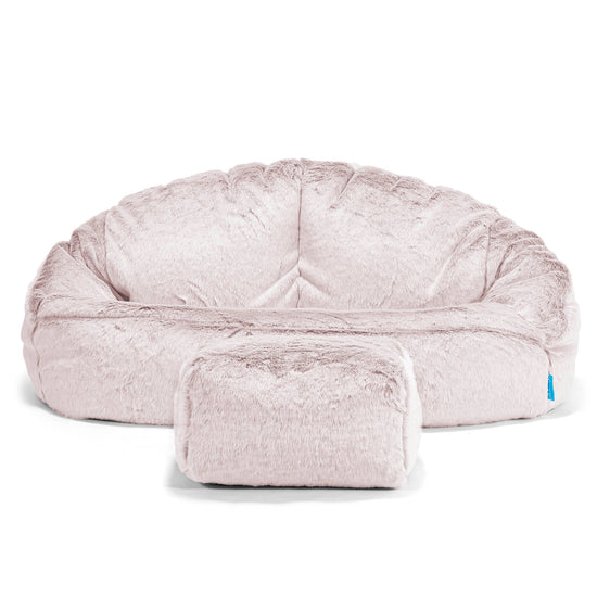 Puf Grande para Niños Bubble - Piel de Conejo Sintética Rosa Empolvado 02
