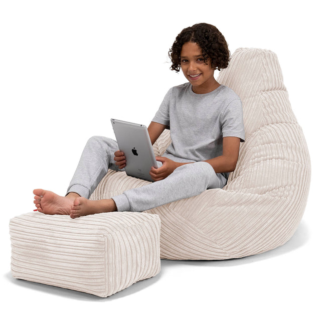 Puf Silla de Juego para Niños de 6 a 14 años - Pana Clásica Marfil 01