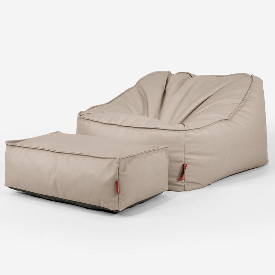 Puf Silla Encorvada - Cuero Vegano Marfil 02