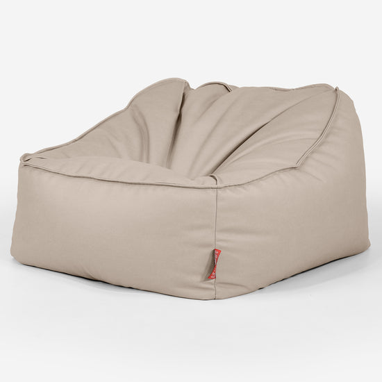 Puf Silla Encorvada - Cuero Vegano Marfil 03