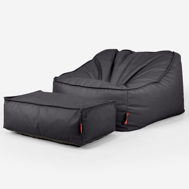 Puf Silla Encorvada - Cuero Vegano Negro 02