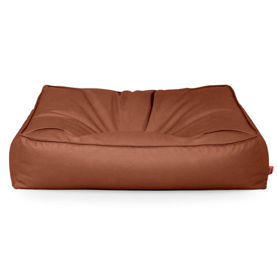 Puf Sillón Encorvado - Cuero Vegano Castaño 01