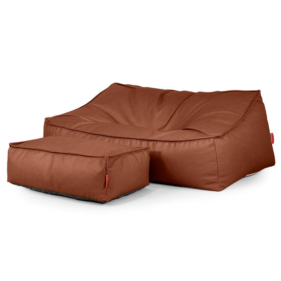 Puf Sillón Encorvado - Cuero Vegano Castaño 02