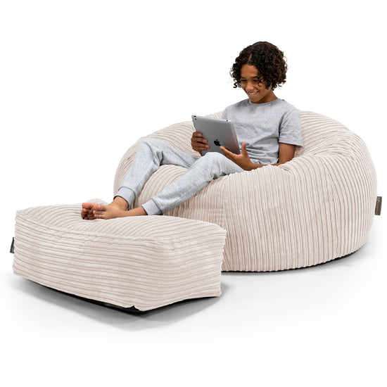 Puf Sofa para Niños de 6 a 14 años - Pana Clásica Marfil 01